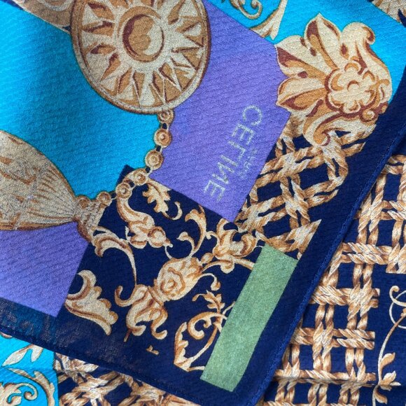 Celine Vintage Cotton Scarf – Baroque Patchwork Motif - Picture 12 of 12